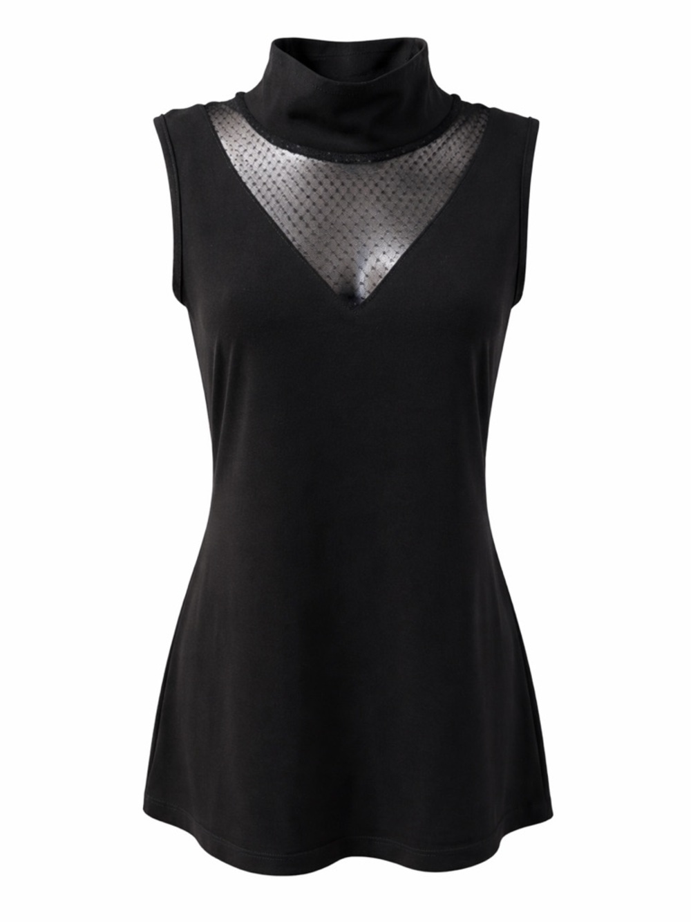 Artex Black Mesh Mock Neck Top Sleeveless Medium